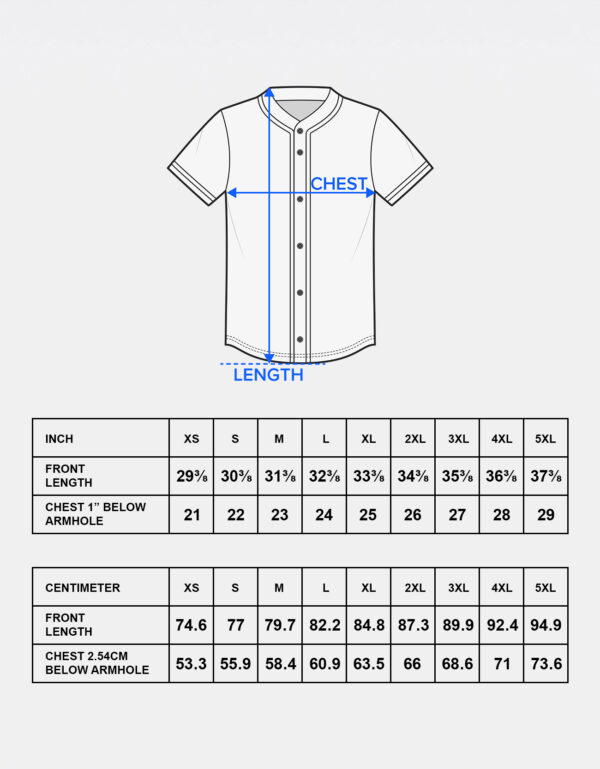 Sports Jersey Size Chart