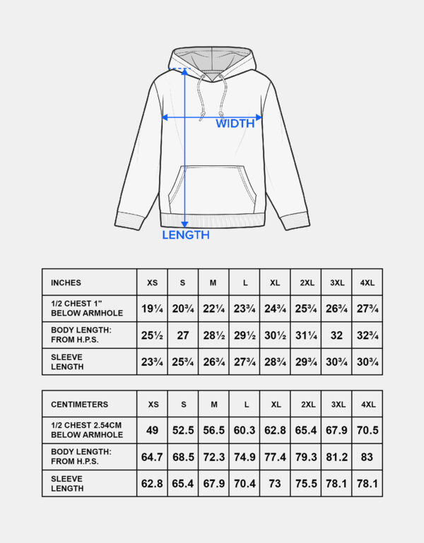 Hoodie Size Chart